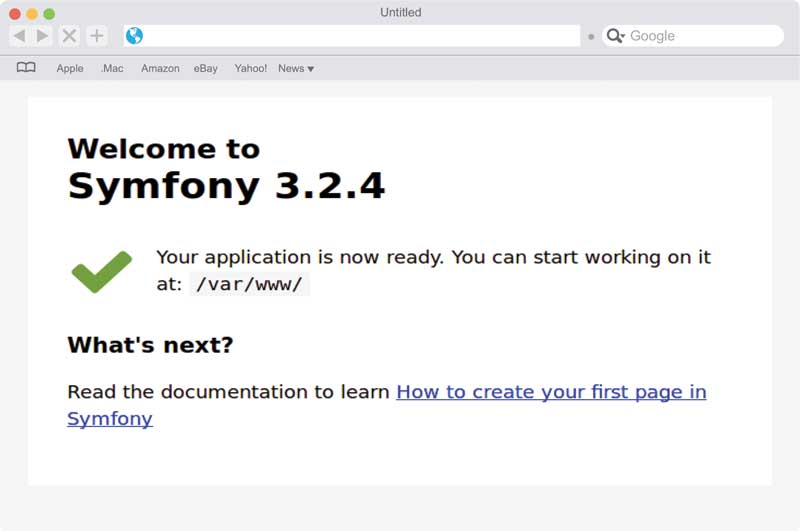 Symfony + Docker on Browser